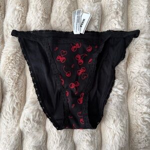 NWTS Victoria’s Secret pink string bikini panty cherries black size M